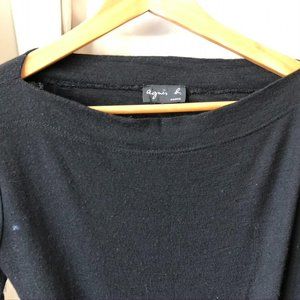Agnes b. Paris black wool boat neck sweater excell